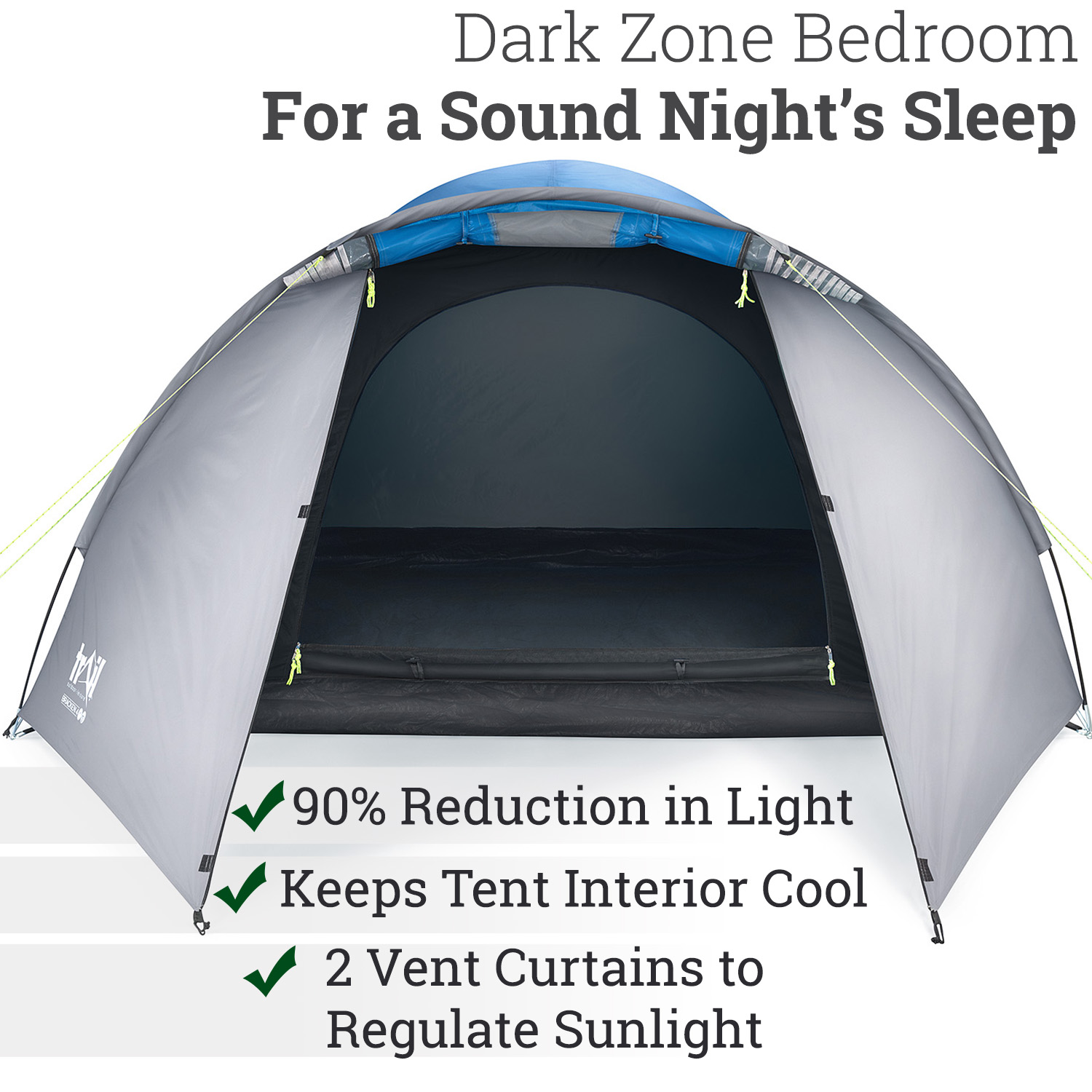 Bild von Leisure 4 Man Dome Tent With Porch (3000mm HH) – L360cm x W240cm x H130cm Blue